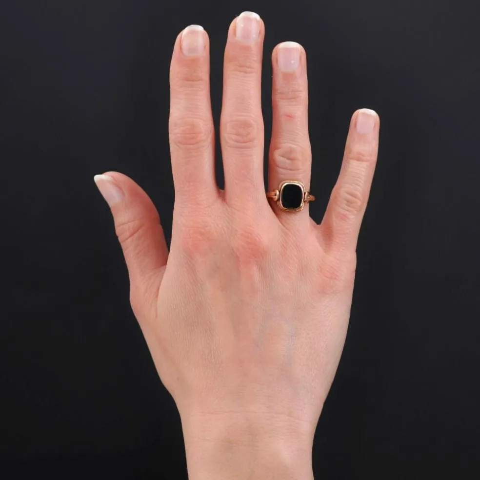 Bague ancienne jaspe sanguin et or