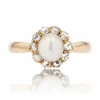 Bague ancienne marguerite perle fine et diamants