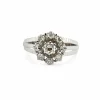Bague ancienne marguerite or blanc et diamants