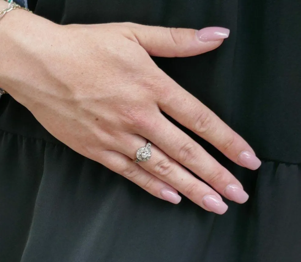 Bague Ancienne Marguerite Diamant taille ancienne et Diamants taille rose