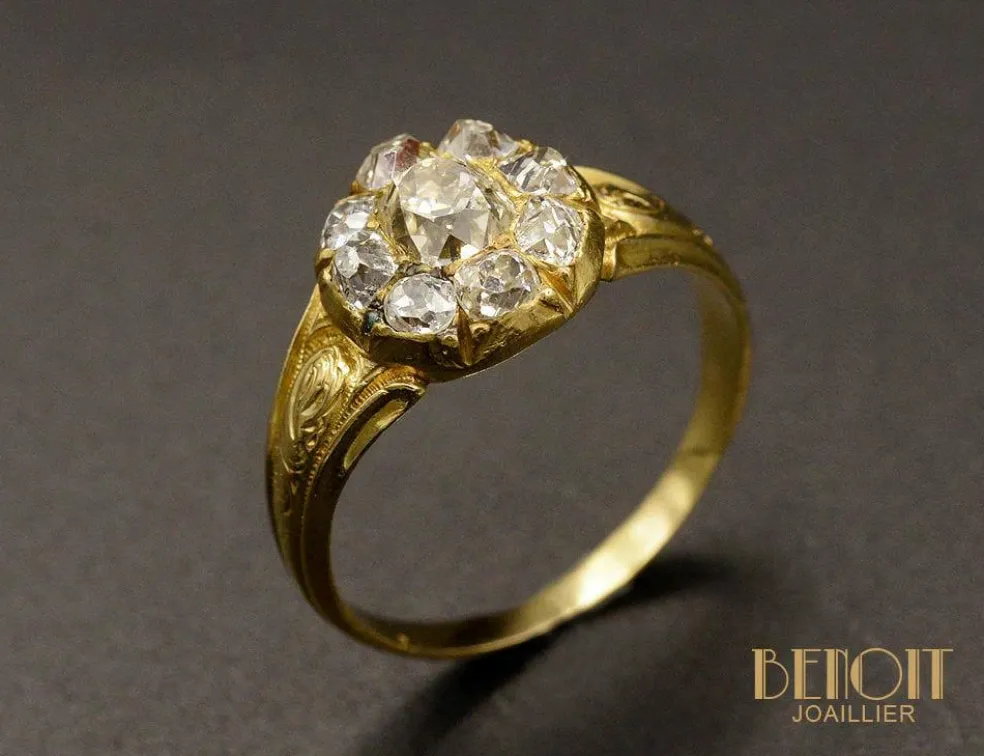 Bague ancienne Marguerite diamants