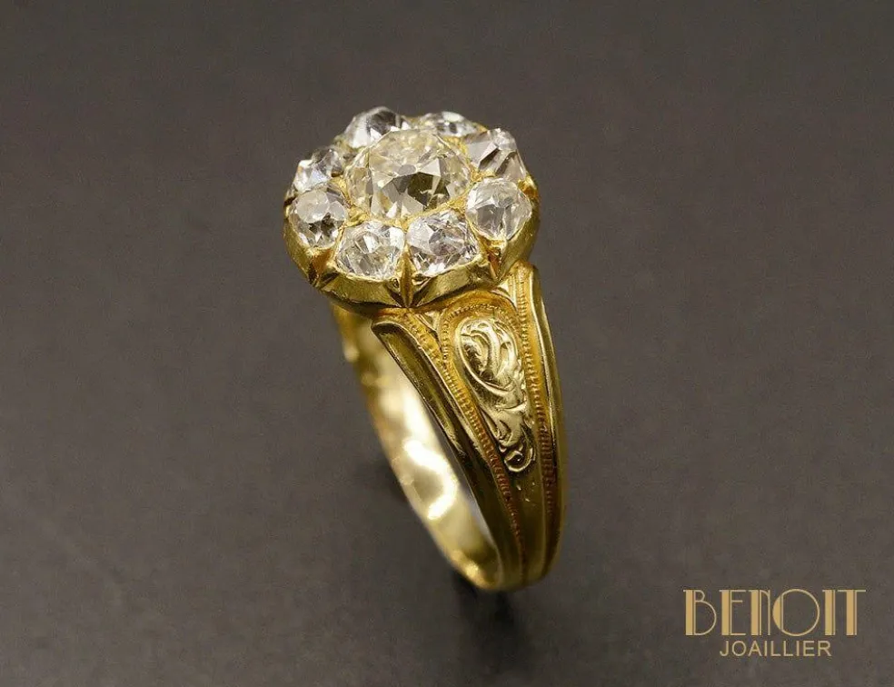 Bague ancienne Marguerite diamants