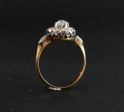 Bague Ancienne Marguerite Diamant taille ancienne et Diamants taille rose