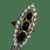BAGUE ANCIENNE MARQUISE TRILOGIE DE SAPHIRS ET DIAMANTS