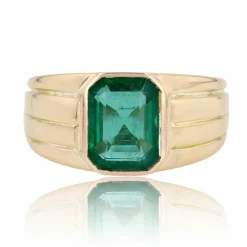 Bague ancienne émeraude jonc