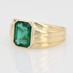 Bague ancienne émeraude jonc