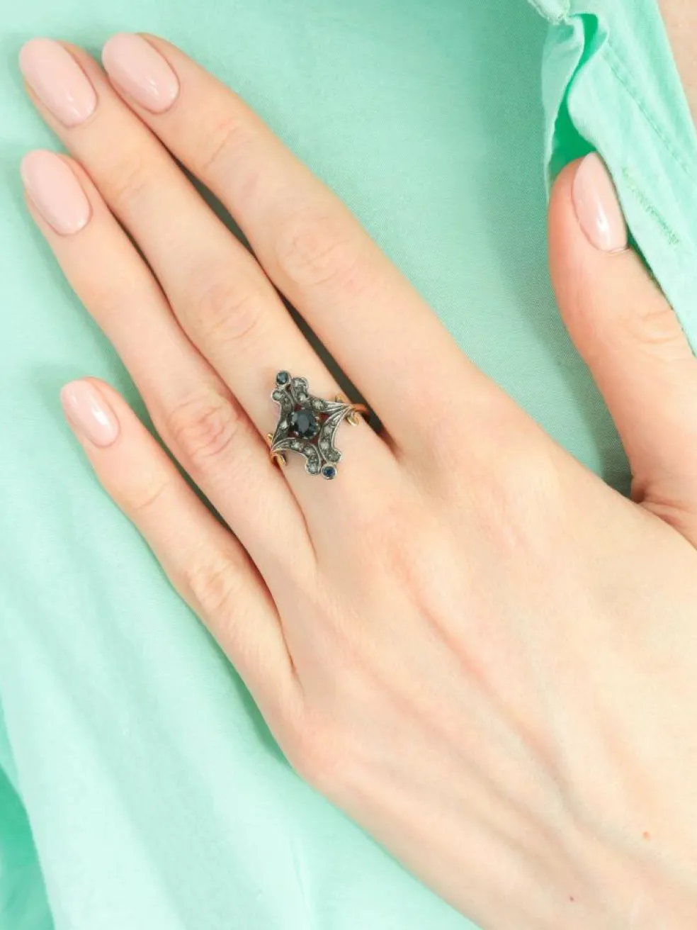 BAGUE ANCIENNE MOISSANITES & DIAMANTS