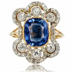 Bague ancienne Napoléon III saphir diamants
