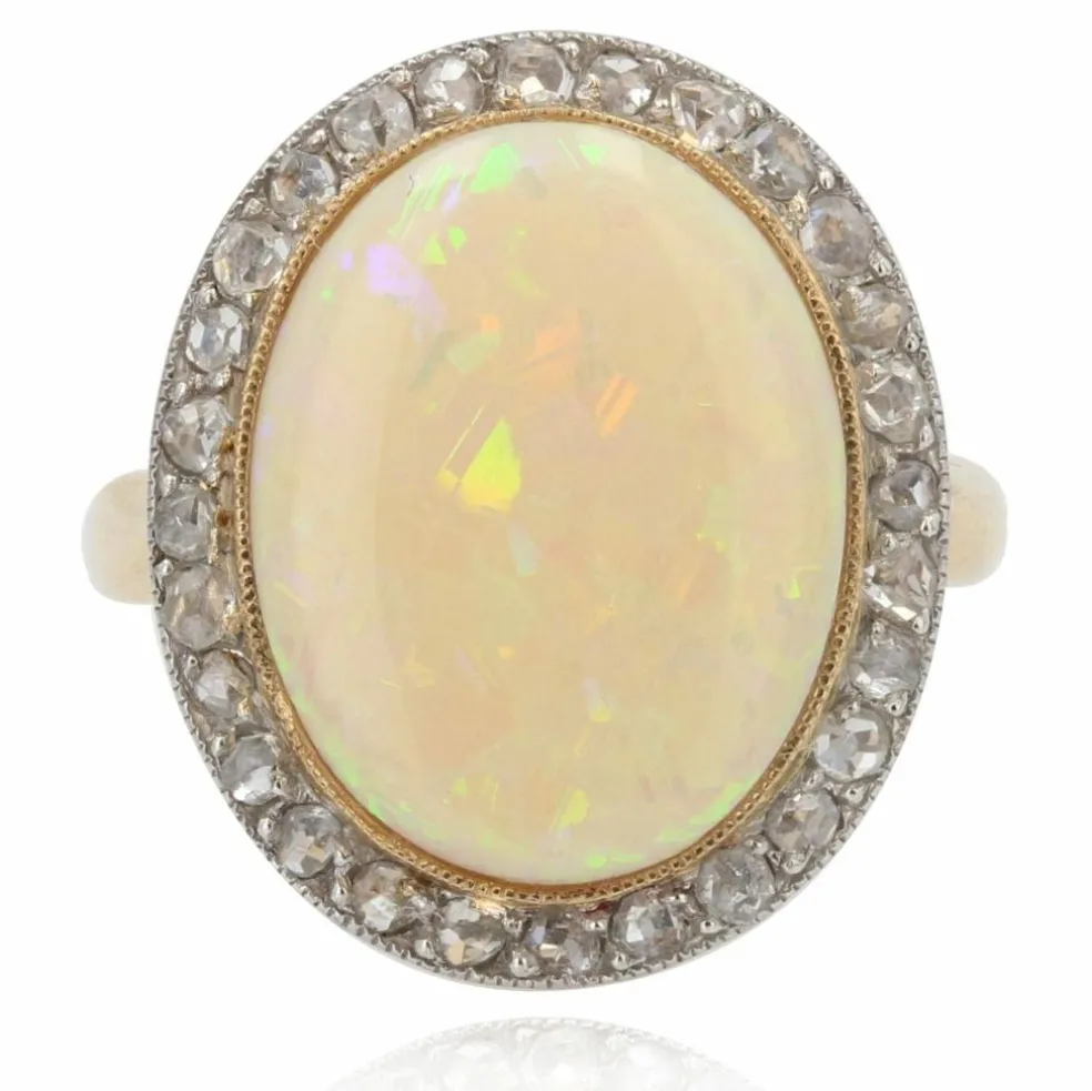 Bague ancienne opale et diamants