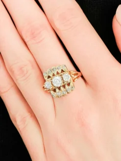 BAGUE ANCIENNE OR & DIAMANTS