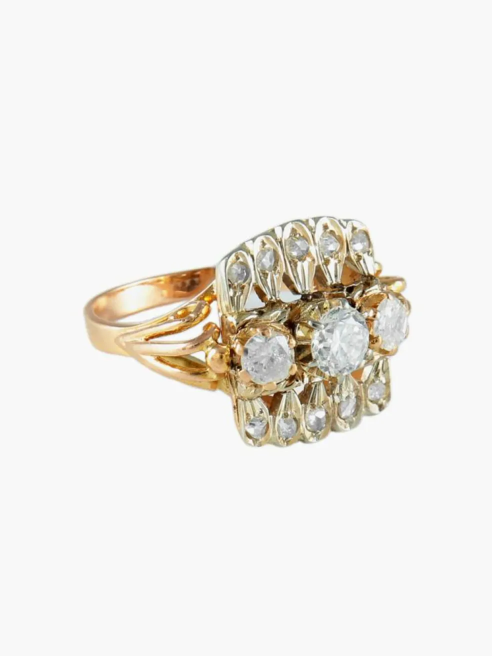 BAGUE ANCIENNE OR & DIAMANTS