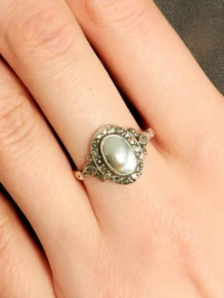 Bague Ancienne Or Argent Nacre