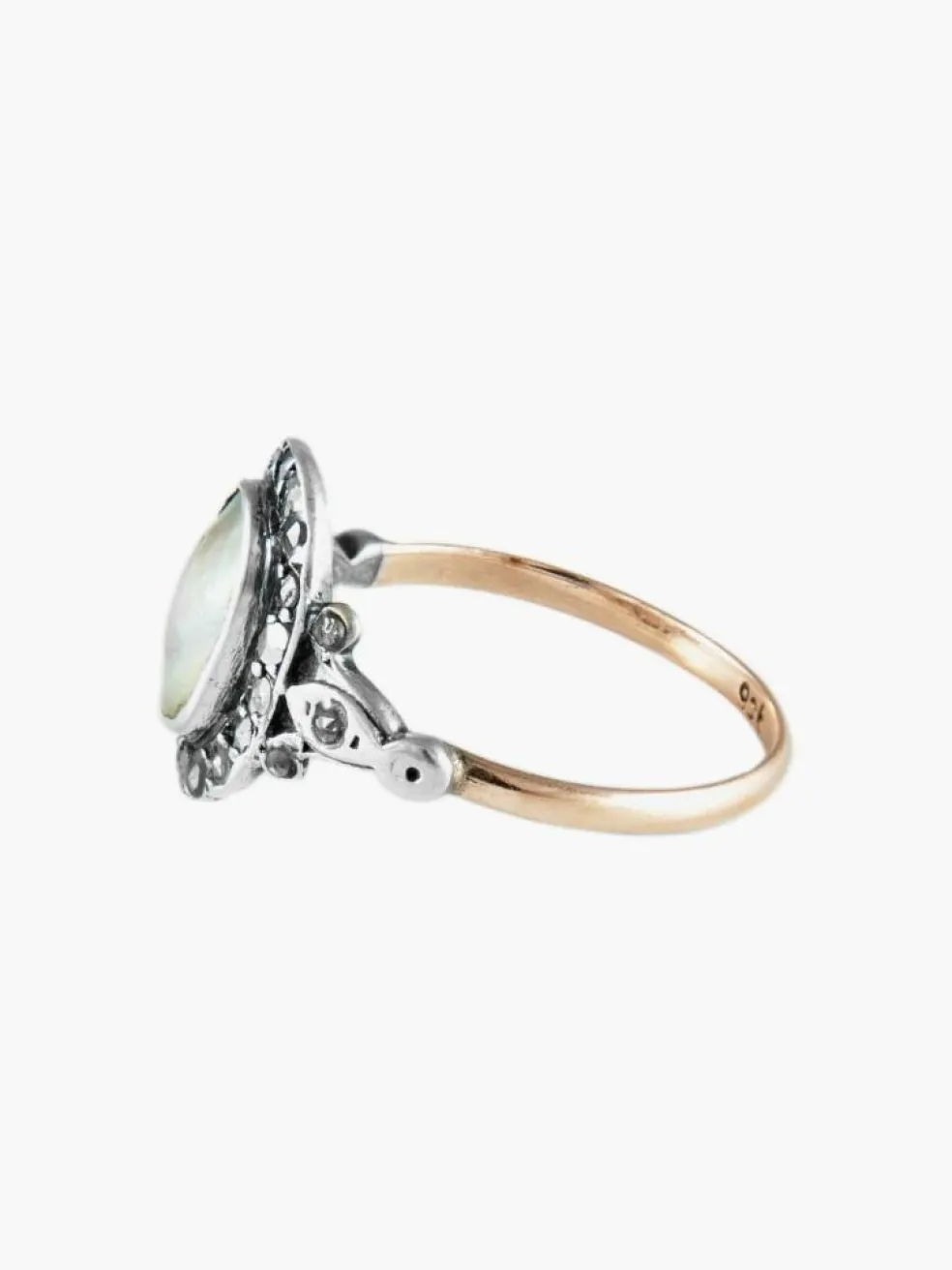 Bague Ancienne Or Argent Nacre