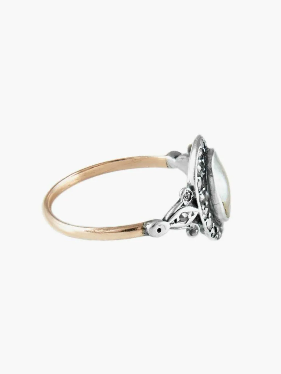 Bague Ancienne Or Argent Nacre