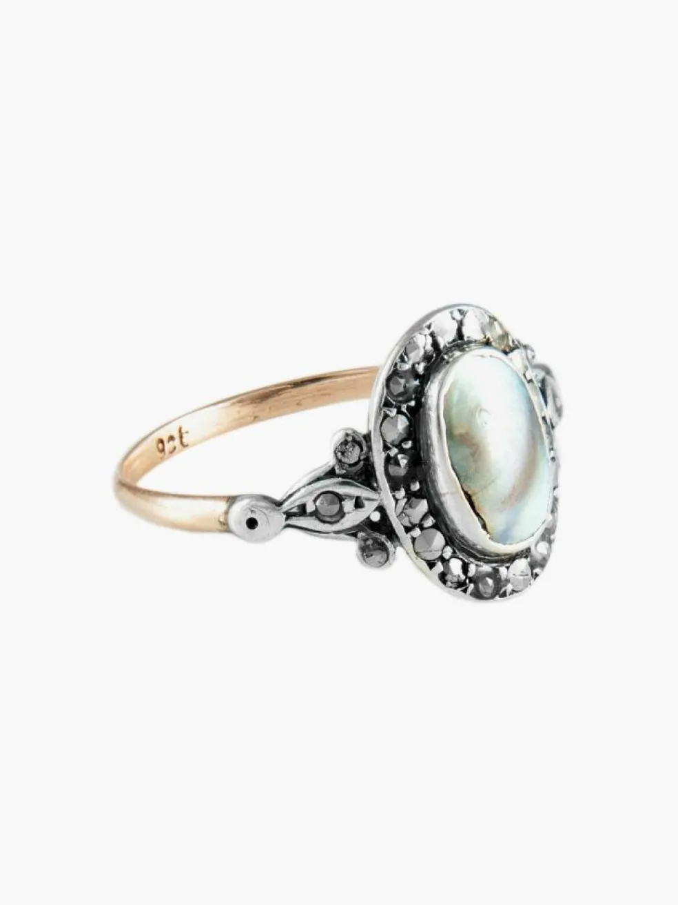 Bague Ancienne Or Argent Nacre