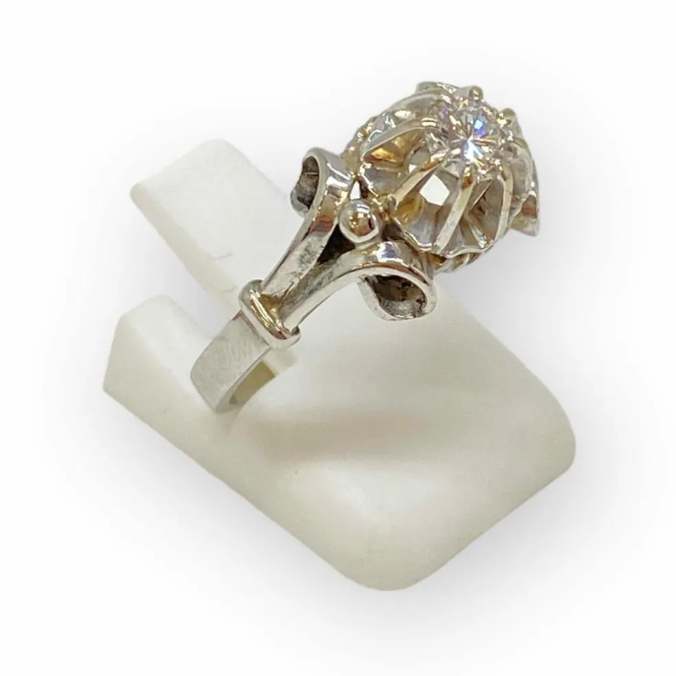 Bague ancienne or blanc diamants