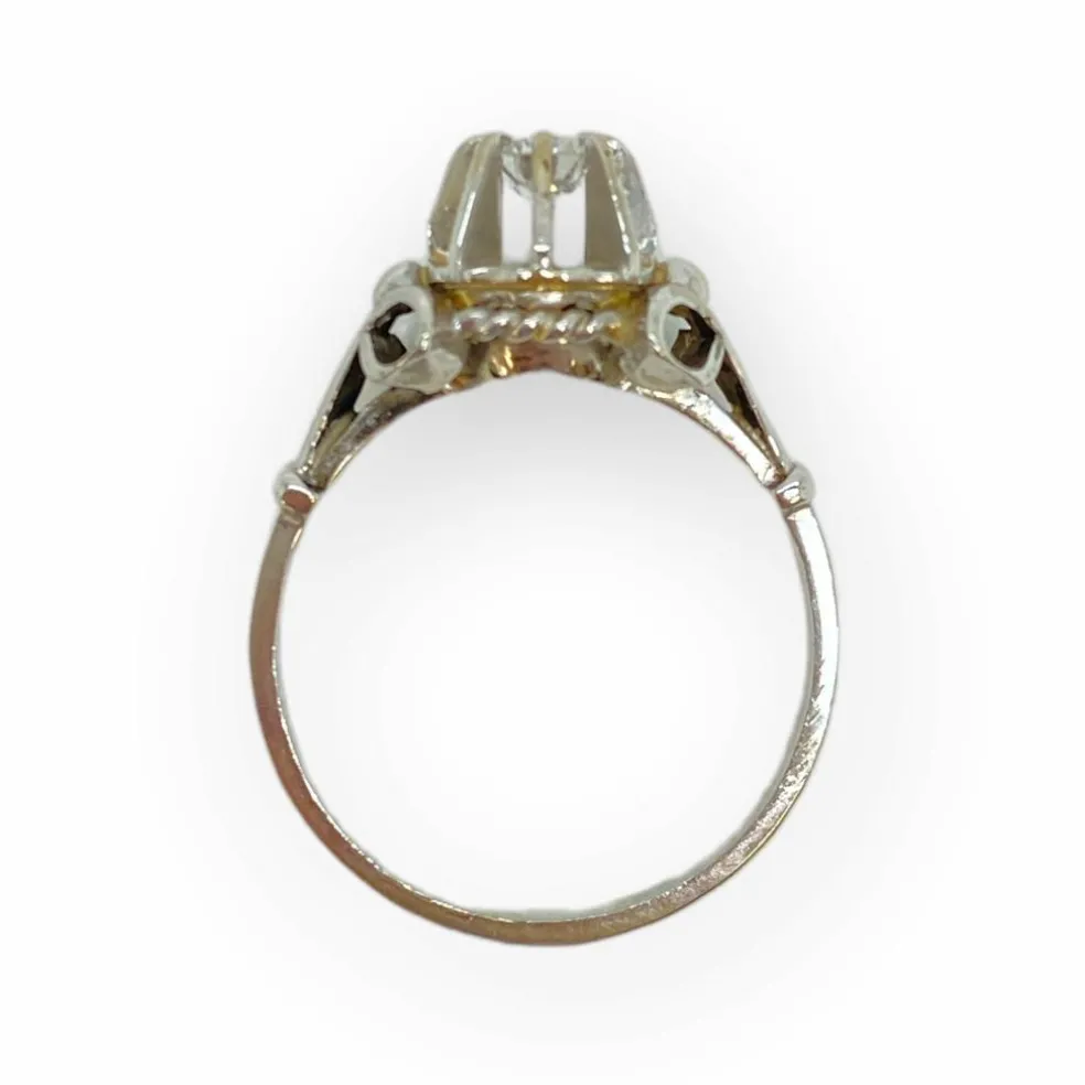 Bague ancienne or blanc diamants