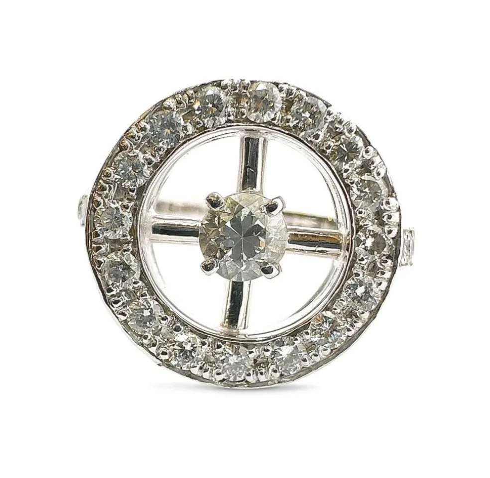 Bague ancienne or blanc et diamants