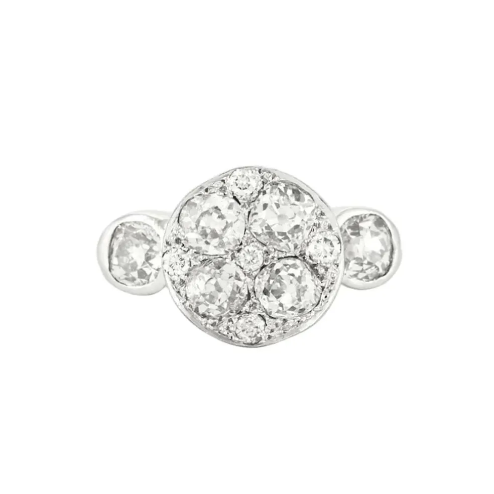 Bague ancienne or blanc et diamants
