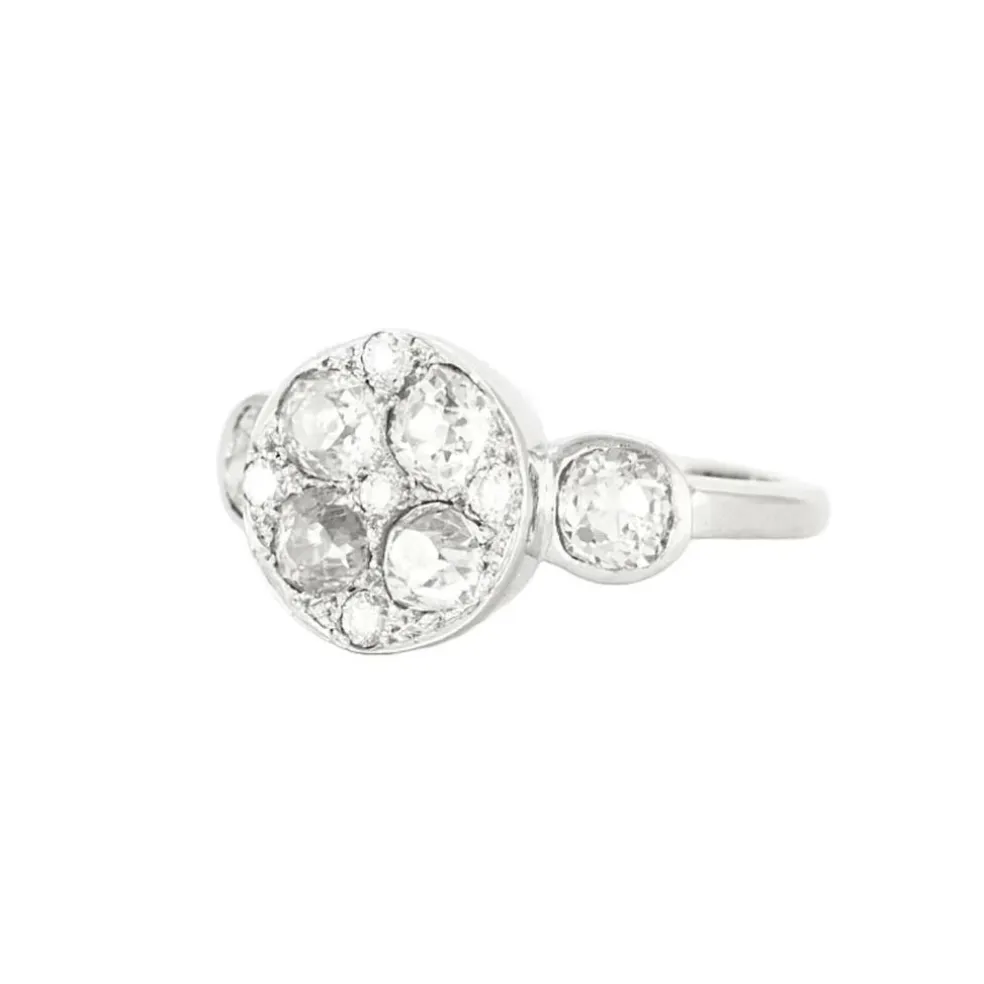Bague ancienne or blanc et diamants