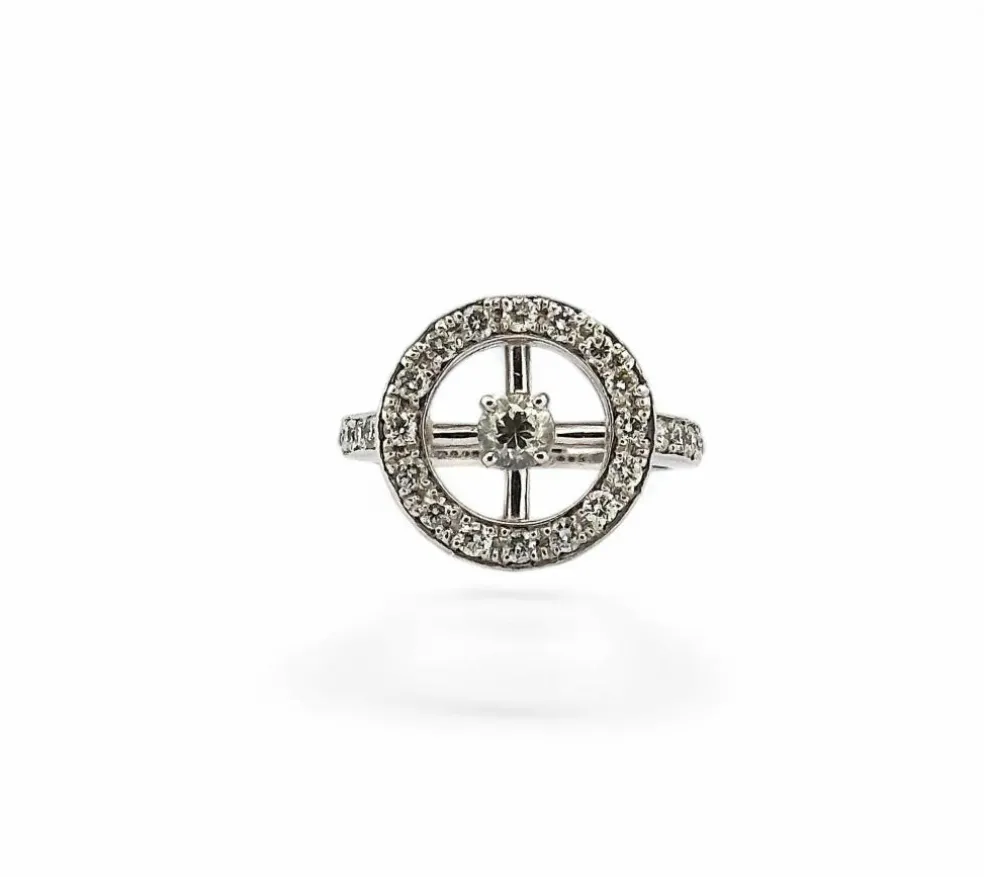 Bague ancienne or blanc et diamants