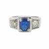 Bague ancienne or blanc saphir & diamants