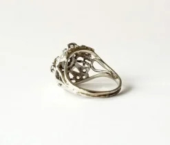 Bague ancienne or blanc saphir et diamants anciens