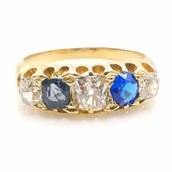 Bague ancienne or diamants et saphirs