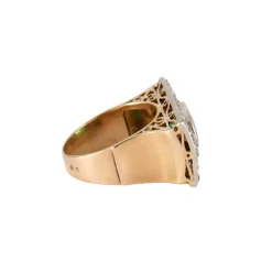 BAGUE ANCIENNE OR, DIAMANTS & EMERAUDE