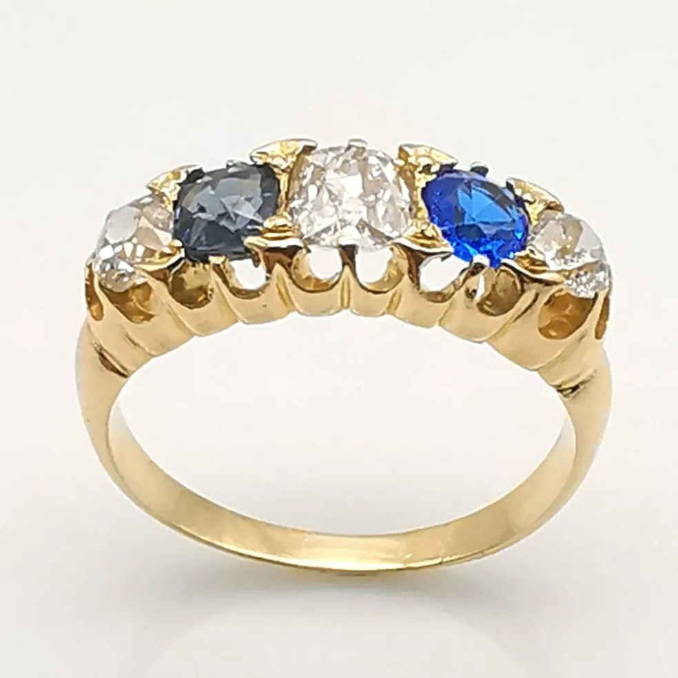 Bague ancienne or diamants et saphirs