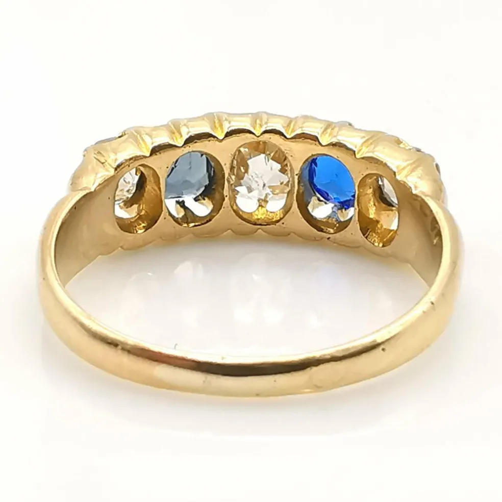Bague ancienne or diamants et saphirs