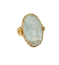 Bague ancienne or jaune et aigue marine