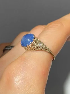Bague ancienne or jaune et saphir