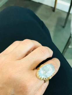 Bague ancienne or jaune et aigue marine