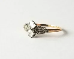 Bague ancienne or jaune et platine diamants anciens 0.60 carats