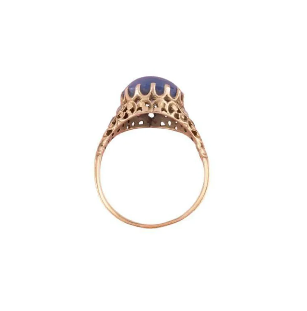 Bague ancienne or jaune et saphir