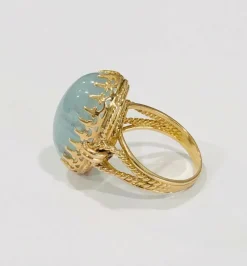 Bague ancienne or jaune et aigue marine