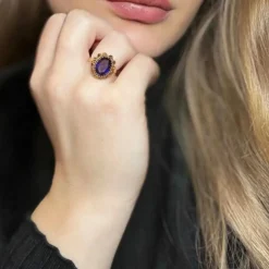Bague Ancienne Or Jaune Saphir