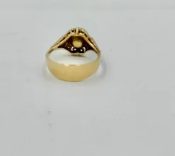 Bague ancienne or, perle fine, diamants