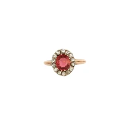 Bague ancienne or platine diamants rubellite