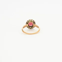 Bague ancienne or platine diamants rubellite