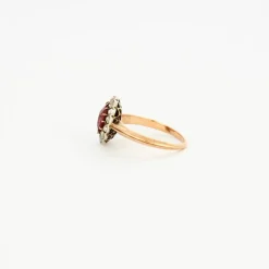 Bague ancienne or platine diamants rubellite