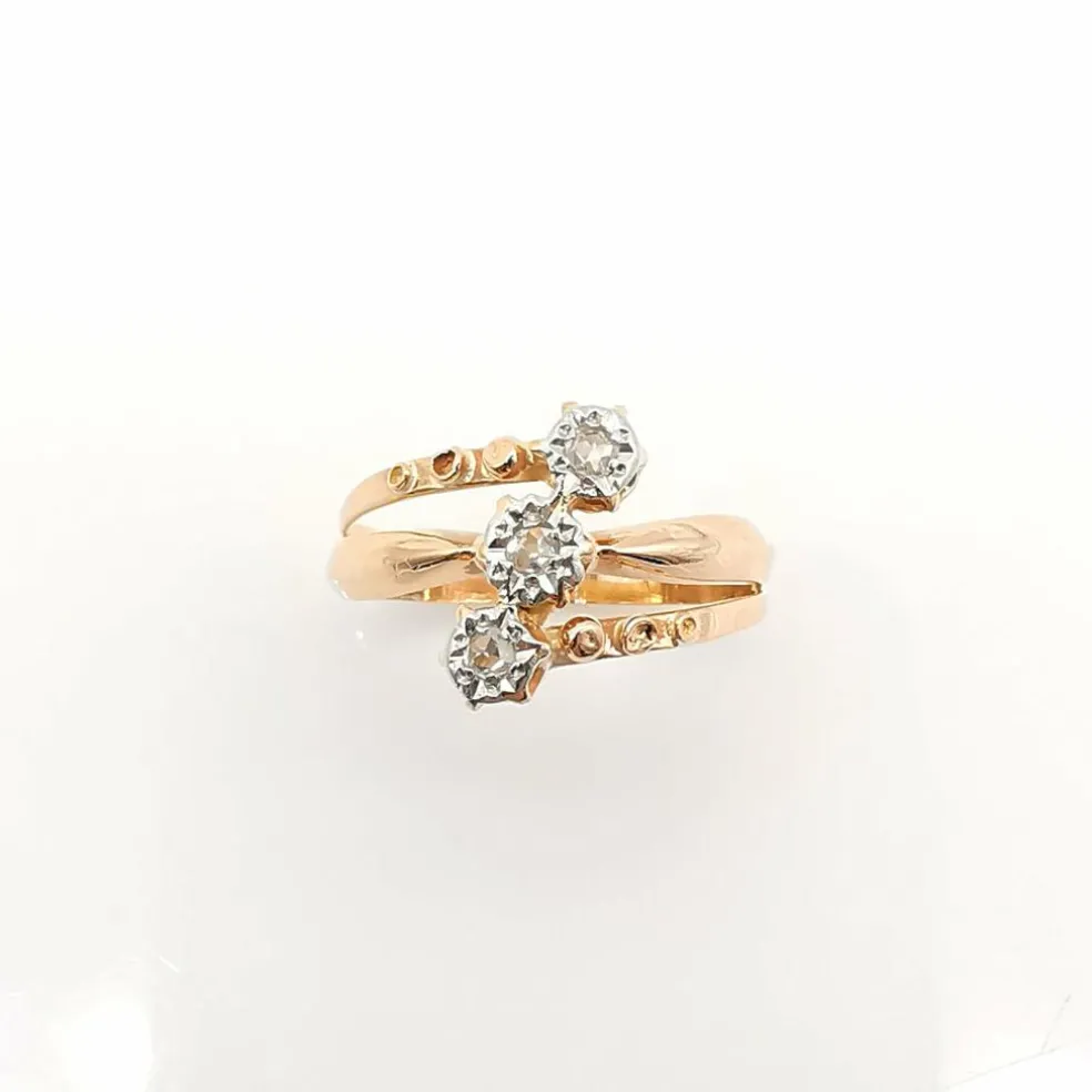 Bague ancienne or rose diamants