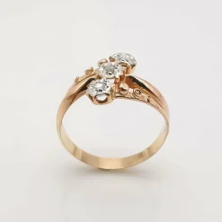 Bague ancienne or rose diamants
