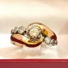 Bague ancienne or rose et blanc trilogie de diamants