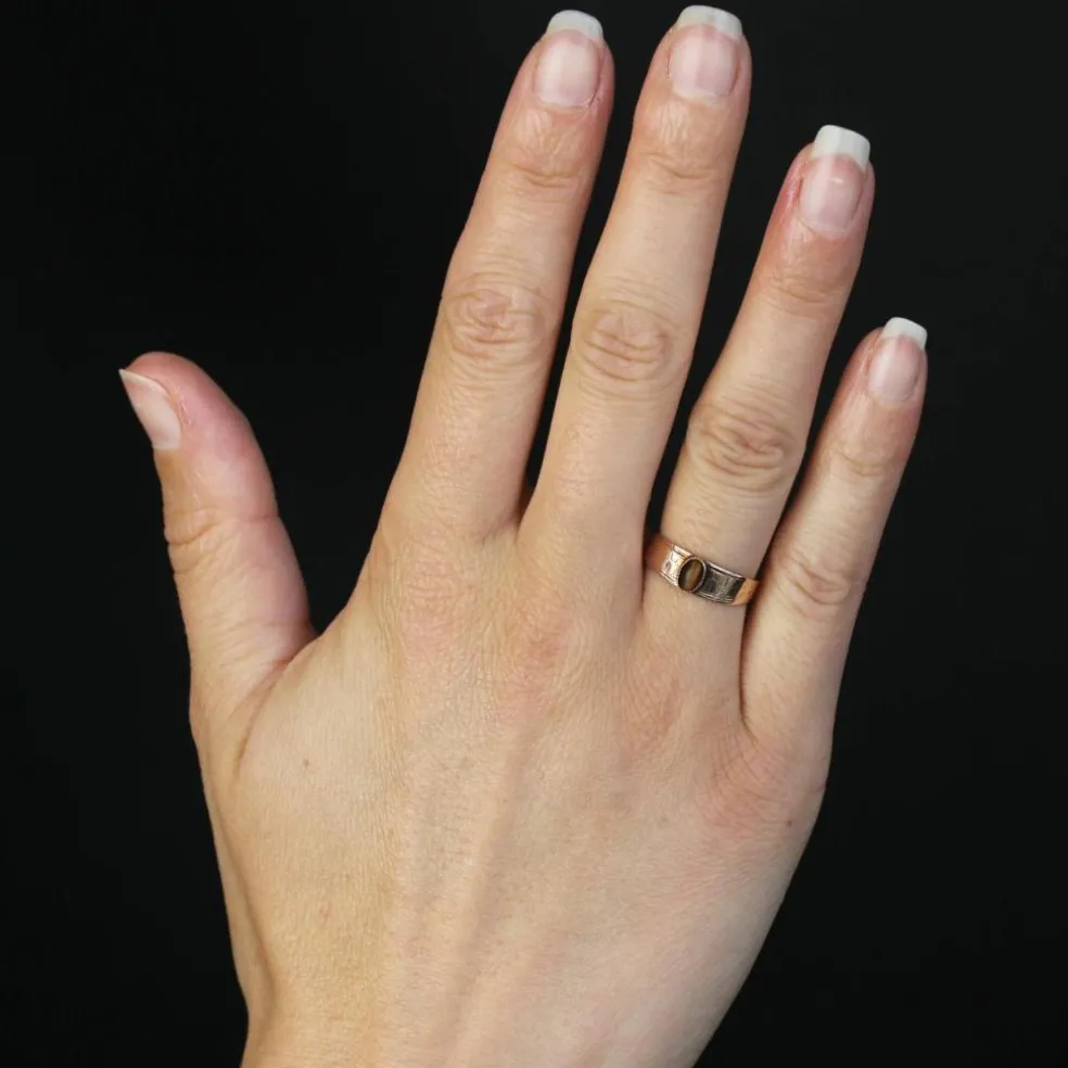Bague ancienne or rose oeil du tigre