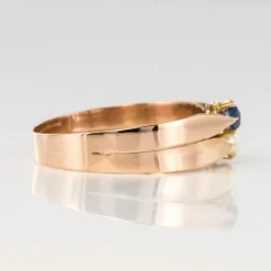 Bague ancienne or rose toi et moi perle fine saphir