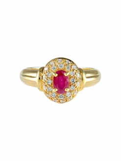 Bague ancienne ovale rubis or jaune