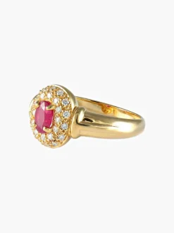 Bague ancienne ovale rubis or jaune