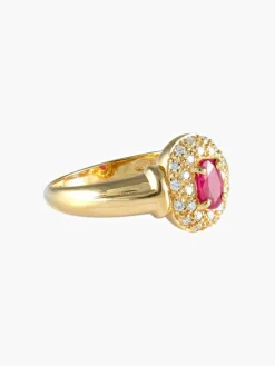 Bague ancienne ovale rubis or jaune